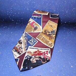 Land's End Men's Monaco Grand Prix Races Mens Tie 100% Silk Necktie